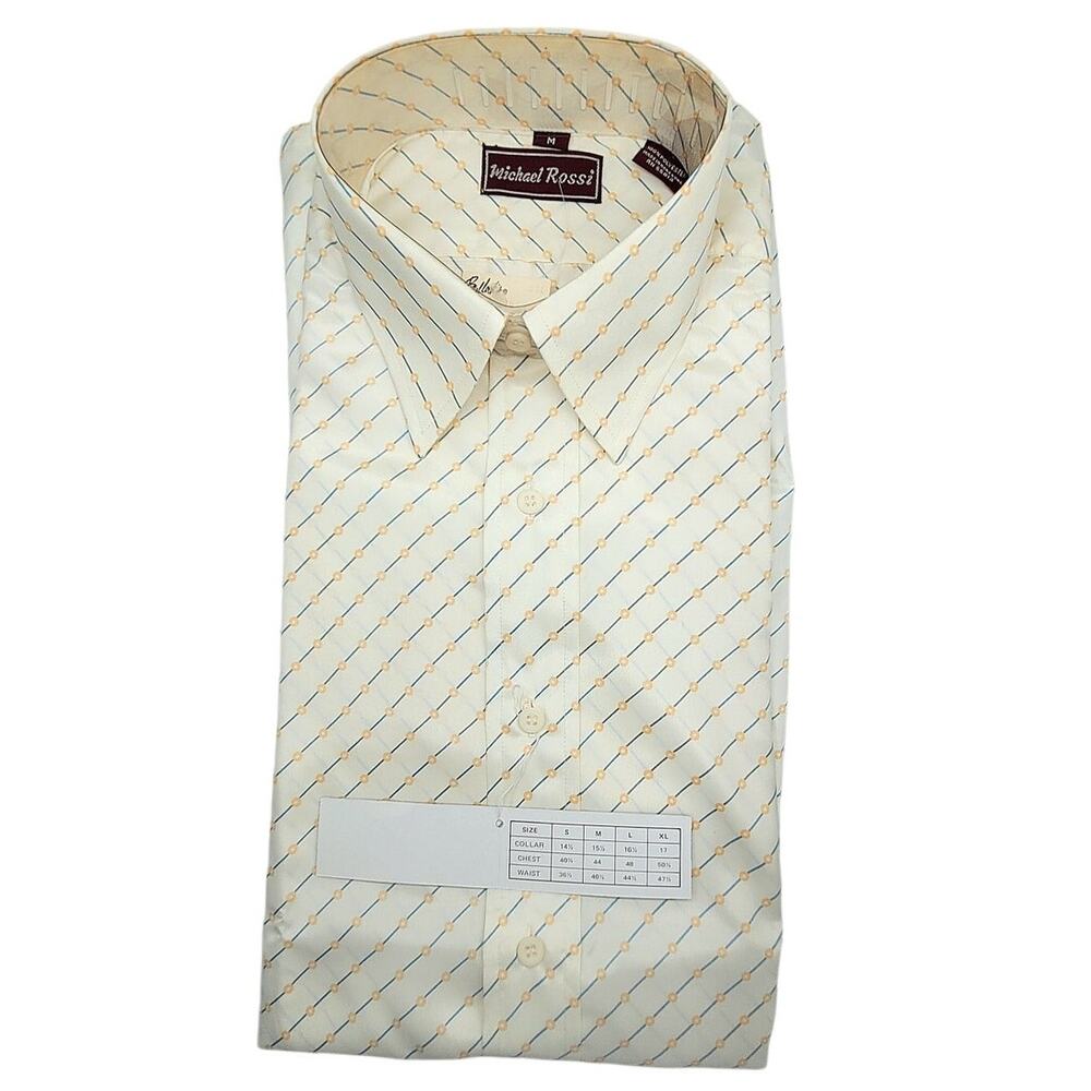 Michael Rossi Vintage 70s Stripe Collared Long Sleeve Button Up Dress‎ Shirt